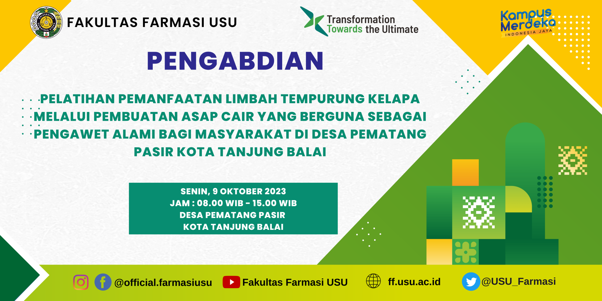 Pelatihan Pemanfaatan Limbah Tempurung Kelapa Melalui Pembuatan Asap Cair Yang Berguna Sebagai Pengawet Alami Bagi Masyarakat Di Desa Pematang Pasir Kota Tanjung Balai