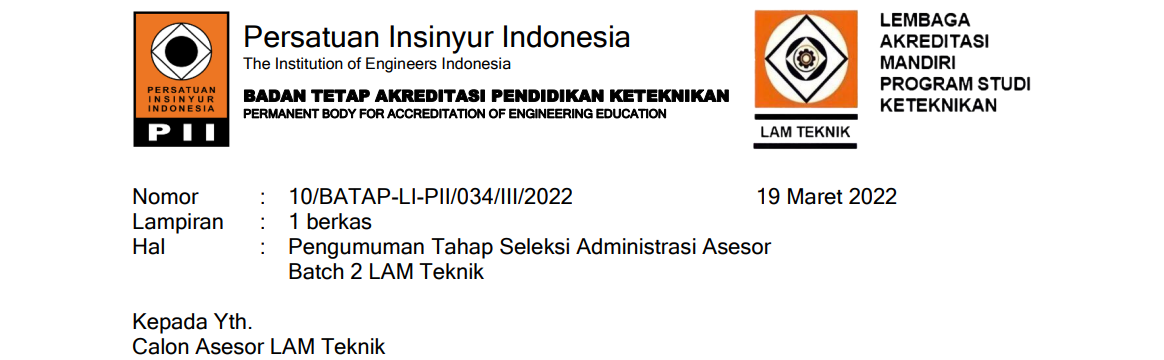 Candidate for Engineering LAM Assessor