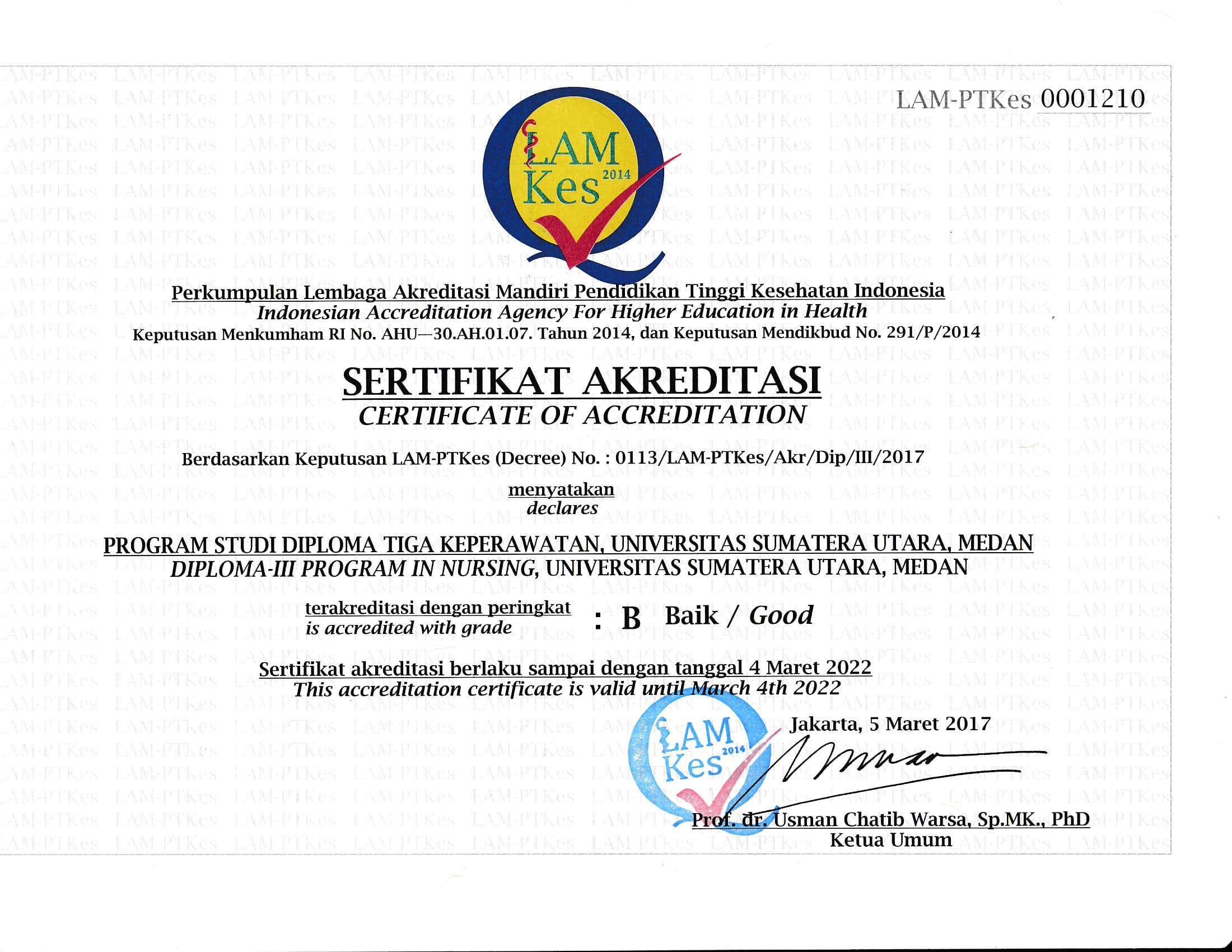 Akreditasi Diploma Tiga Keperawatan 2017