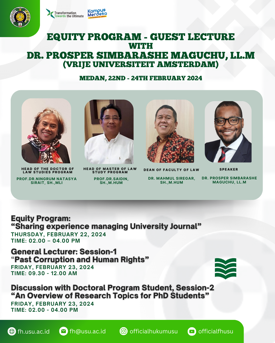 Equity Program - Guest Lecture With Dr. Prosper Simbarashe Maguchu, LL.M (Vrije Universiteit Amsterdam)