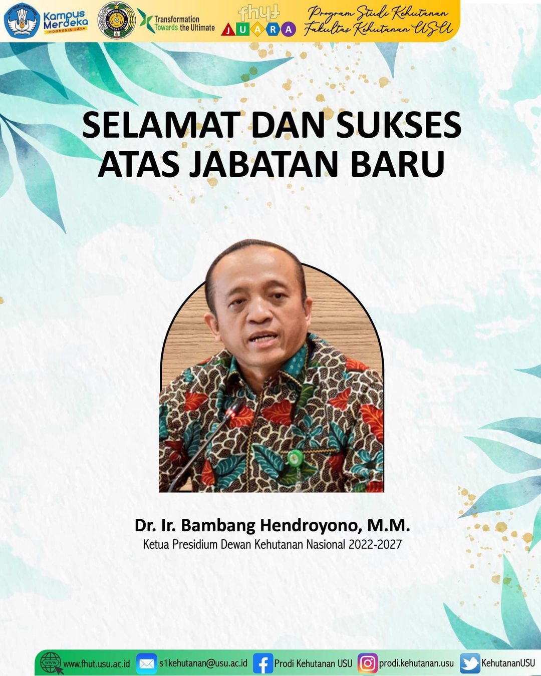 Selamat Dan Sukses Atas Jabatan Baru (dr. Ir. Bambang Hendroyono, M.m ...