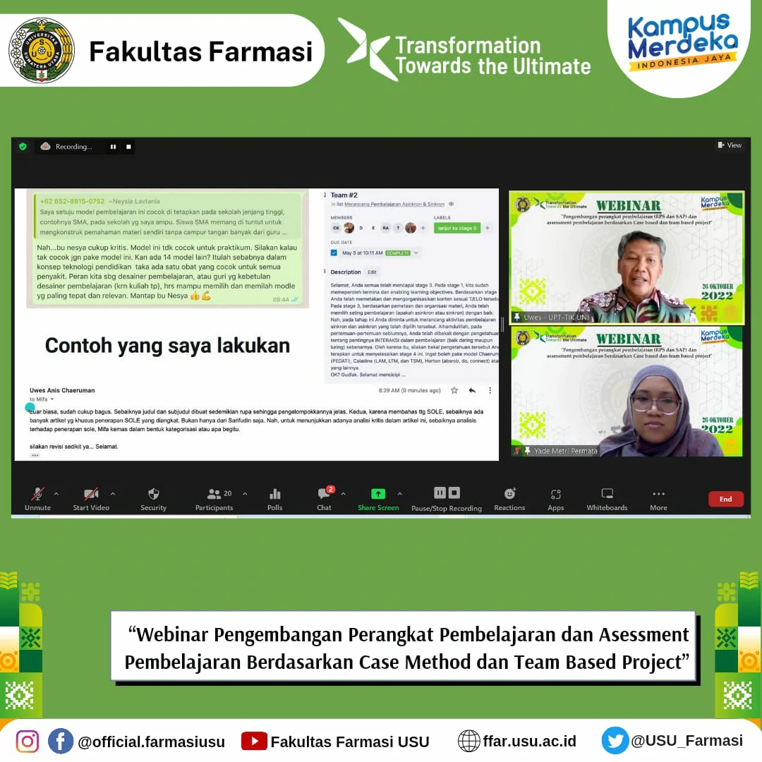 Webinar Pengembangan Perangkat Pembelajaran dan Asessment Pembelajaran Berdasarkan Case Method dan Team Based Project