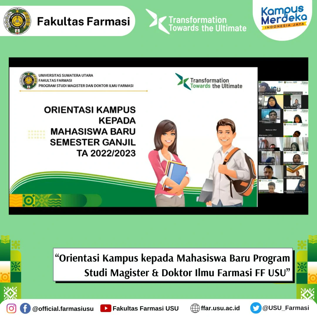 Campus Orientation for New Students of the Master & Doctoral Program in Pharmaceutical Sciences, Faculty of Pharmacy, USU