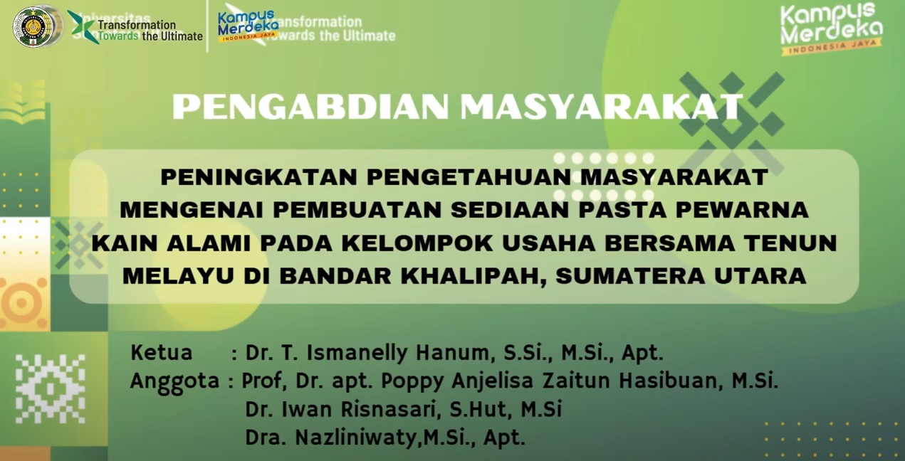 Pengabdian kepada Masyarakat: Dosen USU Edukasi Penenun Gunakan Pewarna Alami