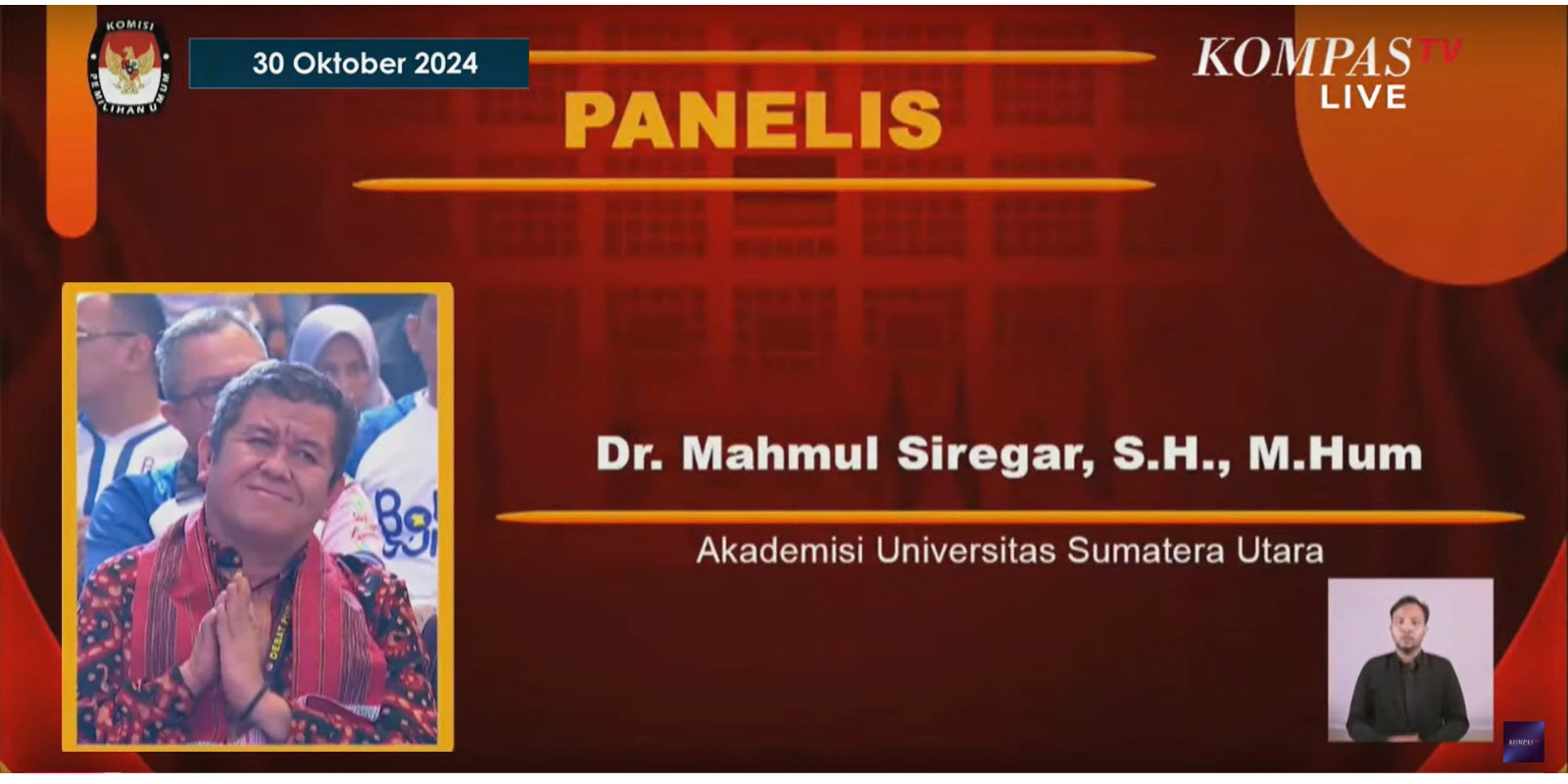 Dean of FH USU, Dr. Mahmul Siregar, S.H., M.Hum Appointed as Panelist for the First Public Debate of CAGUB and CAWAGUB SUMUT Year 2024