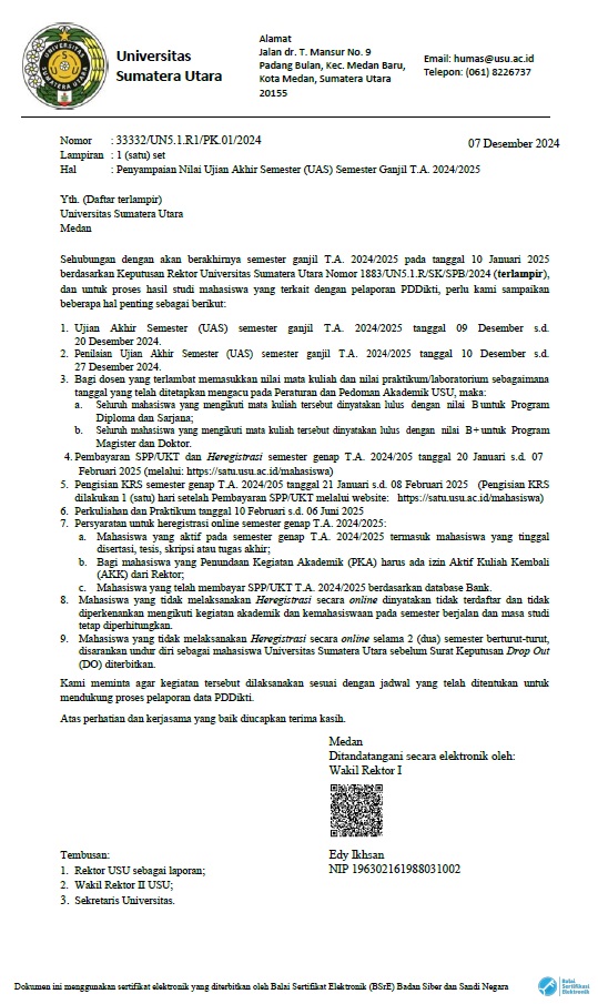 Submission of Final Semester Examination Grades for Odd Semester of 2024/2025
