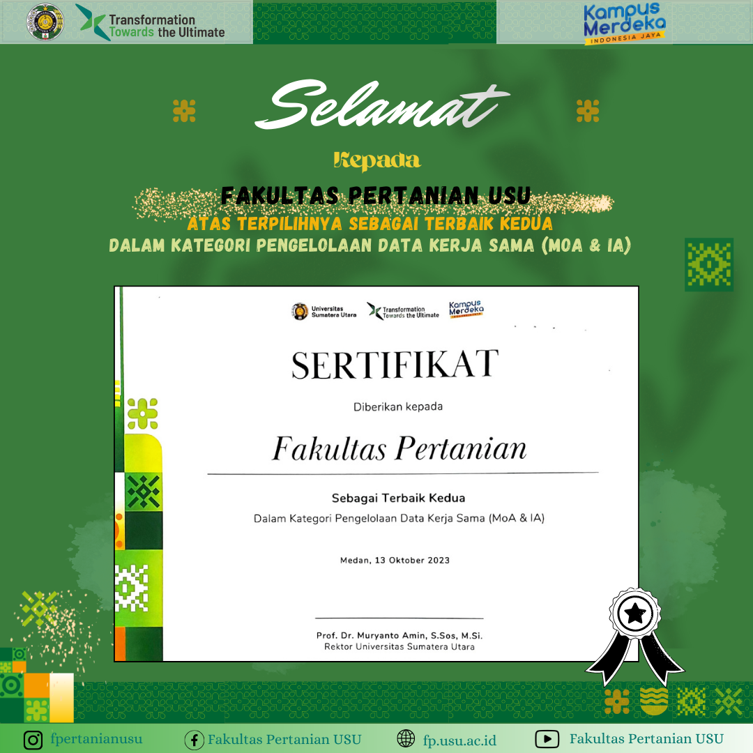 The USU Faculty of Agriculture was Chosen as the Second Best in the Partnership (MOA & IA) Data Management Category