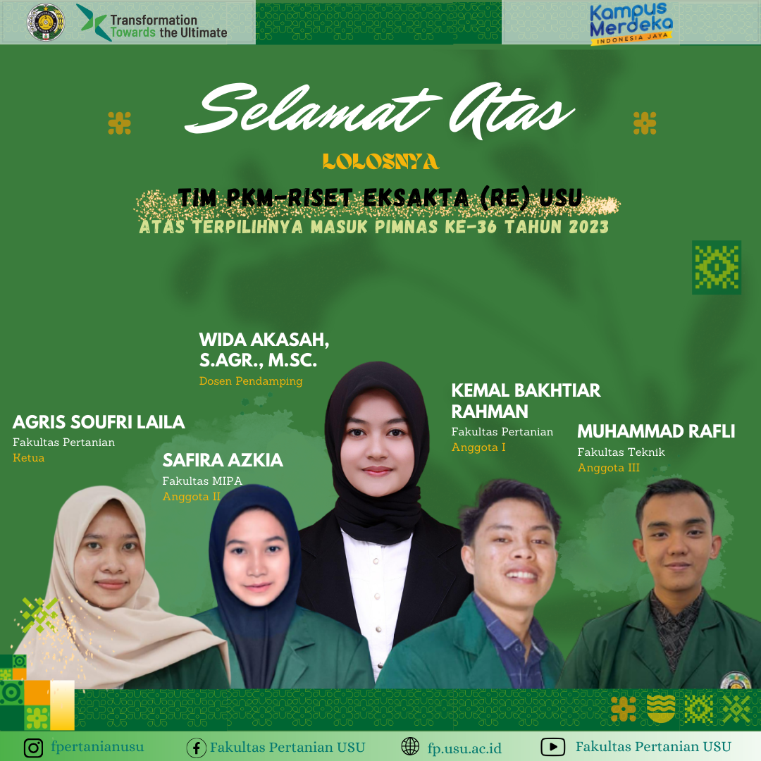 PKM RE Team from Faculty of Agriculture Successfully Qualified to Join the 36th PIMNAS in 2023