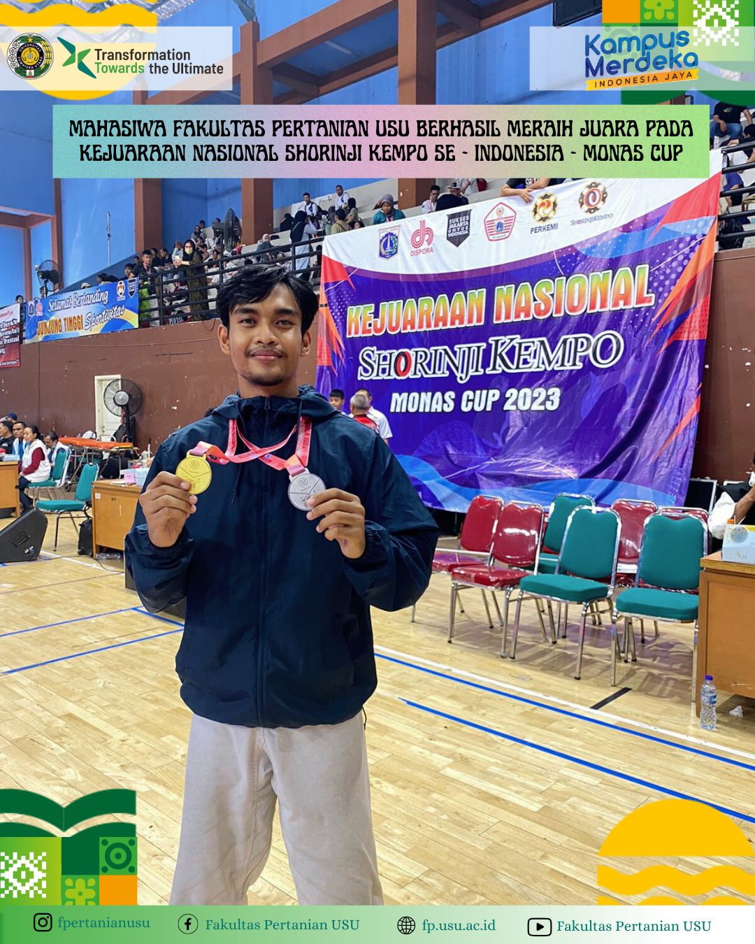 Student from USU Faculty of Agriculture Successfully Won the National Shorinji Kempo Championship - Monas Cup