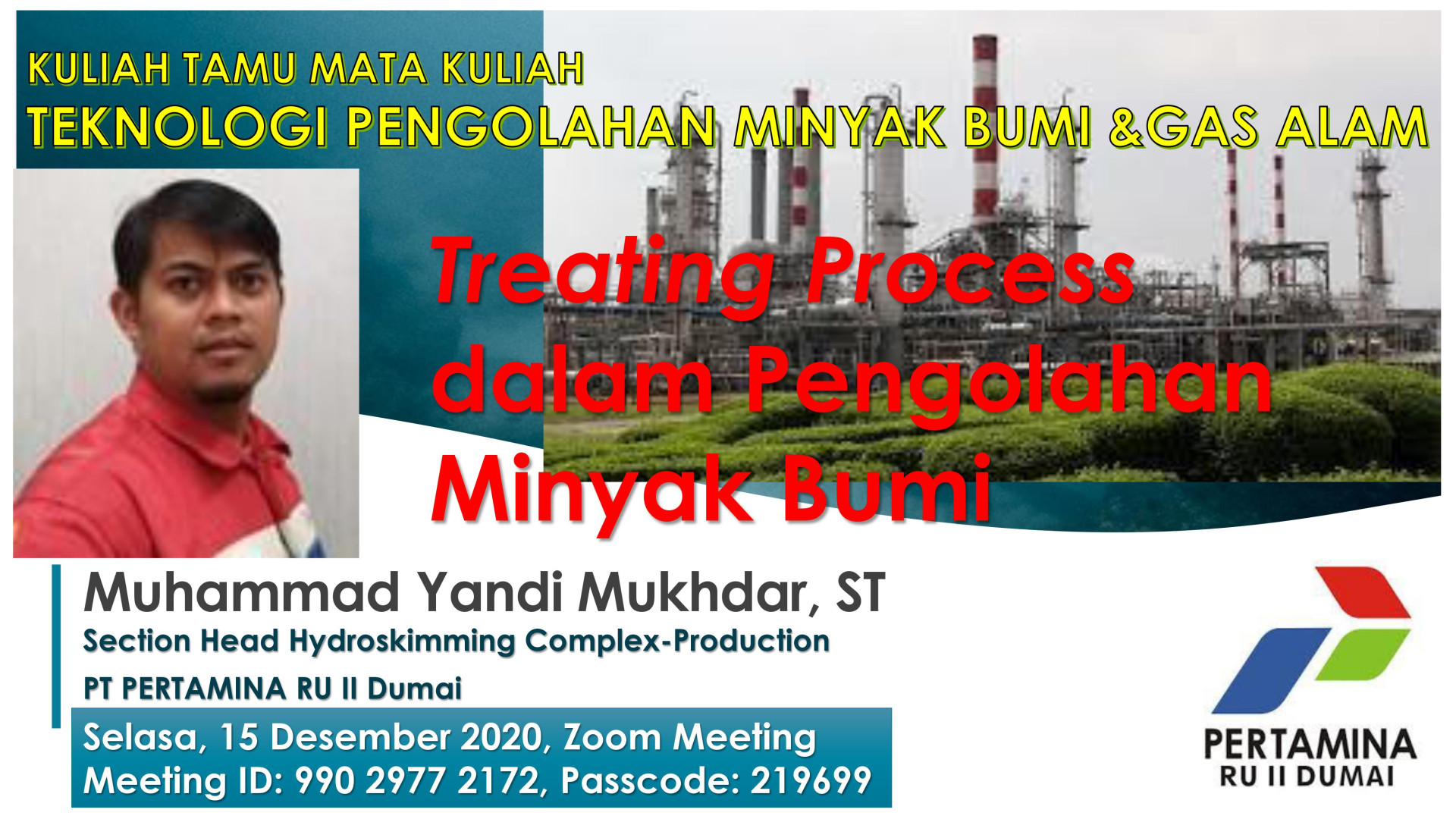 Guest Lecture “Treating Process in Oil Refining”