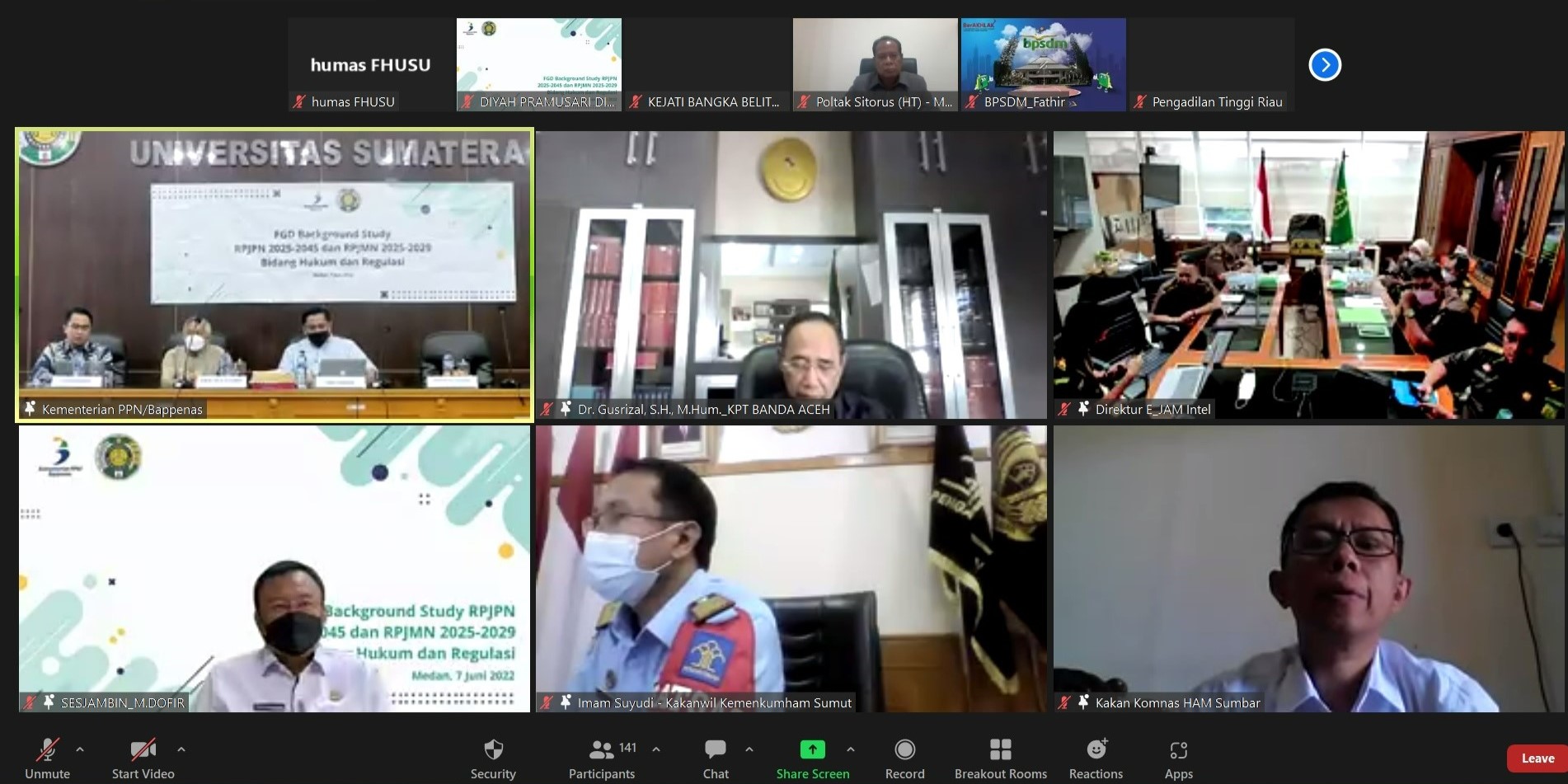 USU Faculty of Law Collaborates with the Ministry of National Development Planning/BAPPENAS RI to Hold Focused Discussion Activities on the Preparation of the Background Study for the 2025-2029 RPJMN and 2025-2045 RPJPN in the Legal and Regula