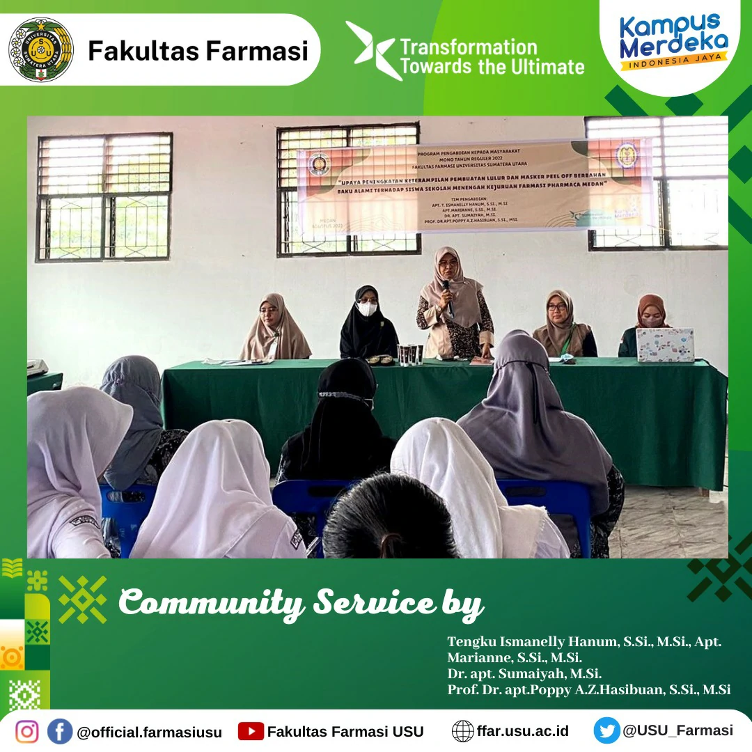 Dosen Farmasi USU Edukasi Siswa SMK Pharmaca dalam Pembuatan Lulur dan Masker Peel-Off