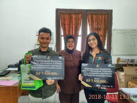 MAHASISWA DAN MAHASISWI BERPRESTASI FAKULTAS HUKUM USU MENDAPATKAN BEASISWA DARI PT PEGADAIAN (PERSERO)