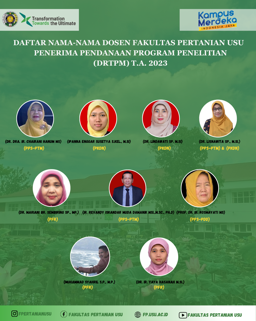 Daftar Nama-nama Dosen Fakultas Pertanian Usu Penerima Pendanaan ...