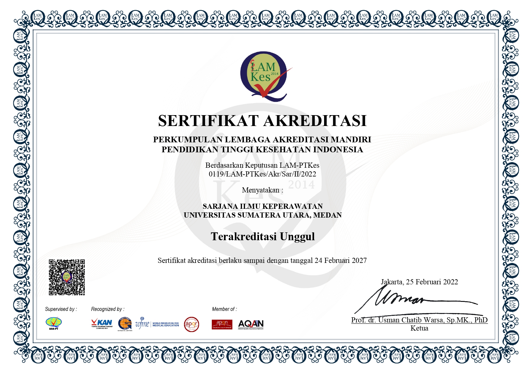 Banner Terbaru Dari FKEP untuk Menampilkan Sertifikat Akreditasi guna Penilaian ZIWBK