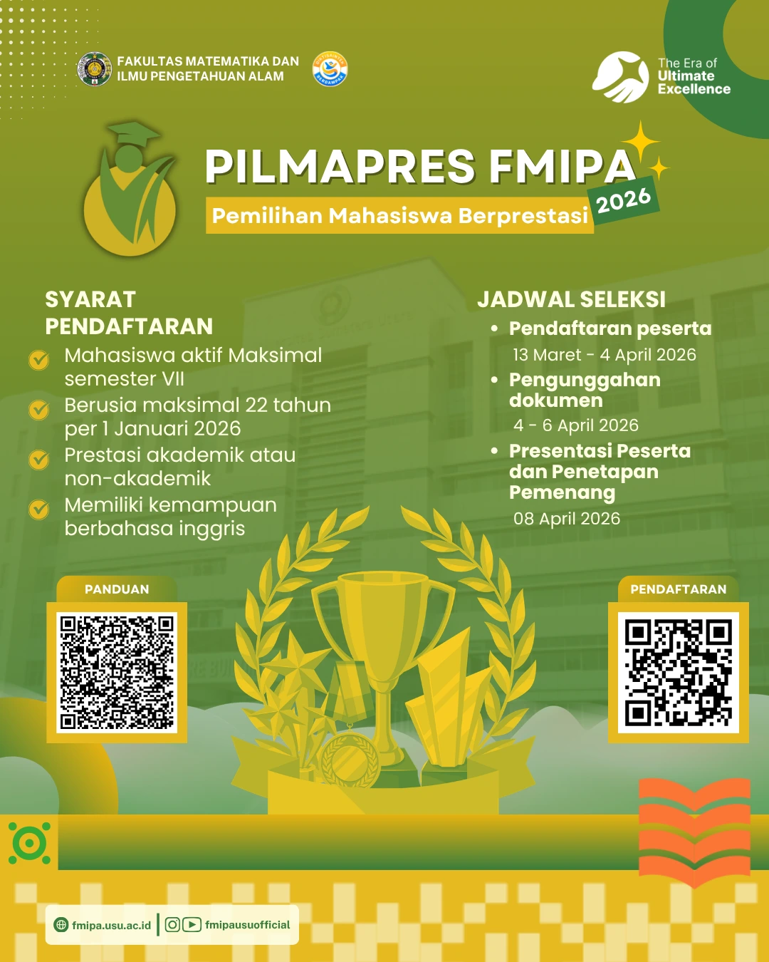 [PENGUMUMAN] Pemilihan Mahasiswa Berprestasi (PILMAPRES) FMIPA USU 2026