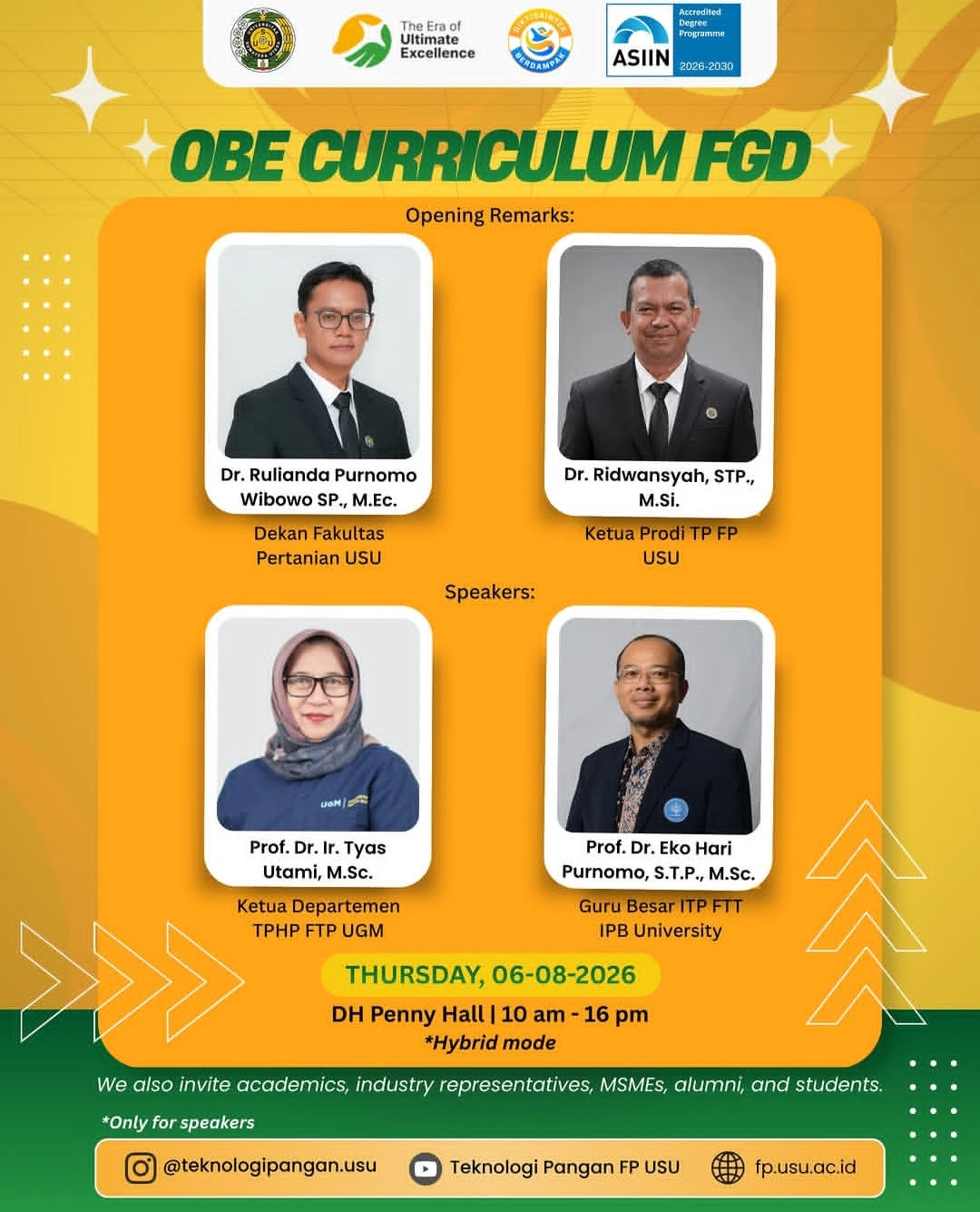 Focus Group Discussion (FGD) on the Outcome-Based Education (OBE) Curriculum Design for the Food Technology Study Program, FP USU