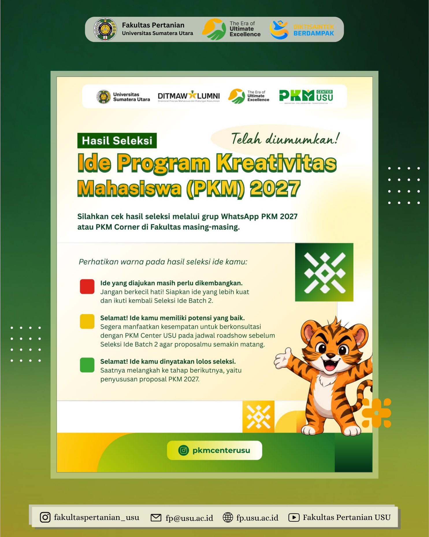 Pengumuman Hasil Seleksi Ide Program Kreativitas Mahasiswa (PKM) 2027