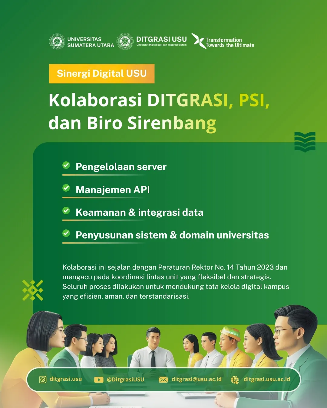 Kolaborasi Lintas Unit USU: DITGRASI, PSI, dan Biro Sirenbang Bangun Pondasi Digital yang Aman dan Terintegrasi