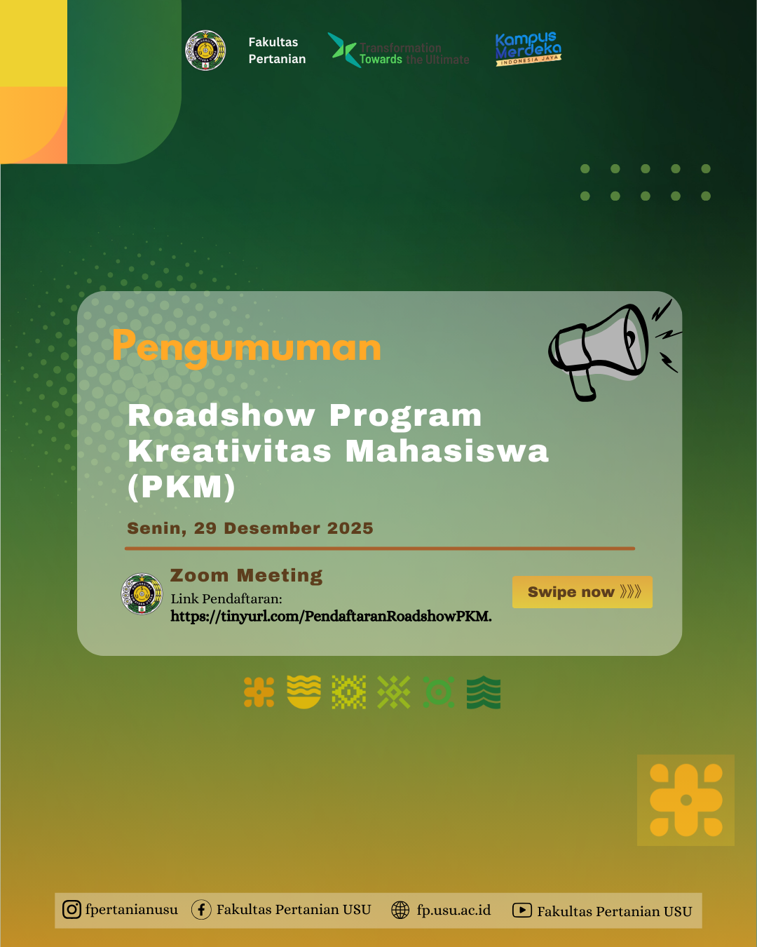 Roadshow Program Kreativitas Mahasiswa (pkm) 2026 | Fakultas Pertanian ...