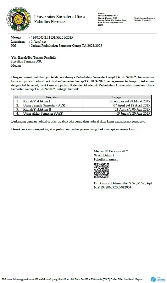 Academic Schedule for Even Semester of 2024/2025
