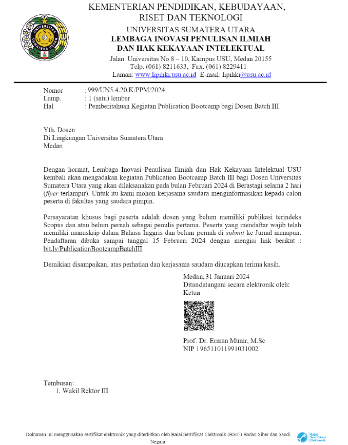 Notification of Publication Bootcamp for Lecturers Batch III
