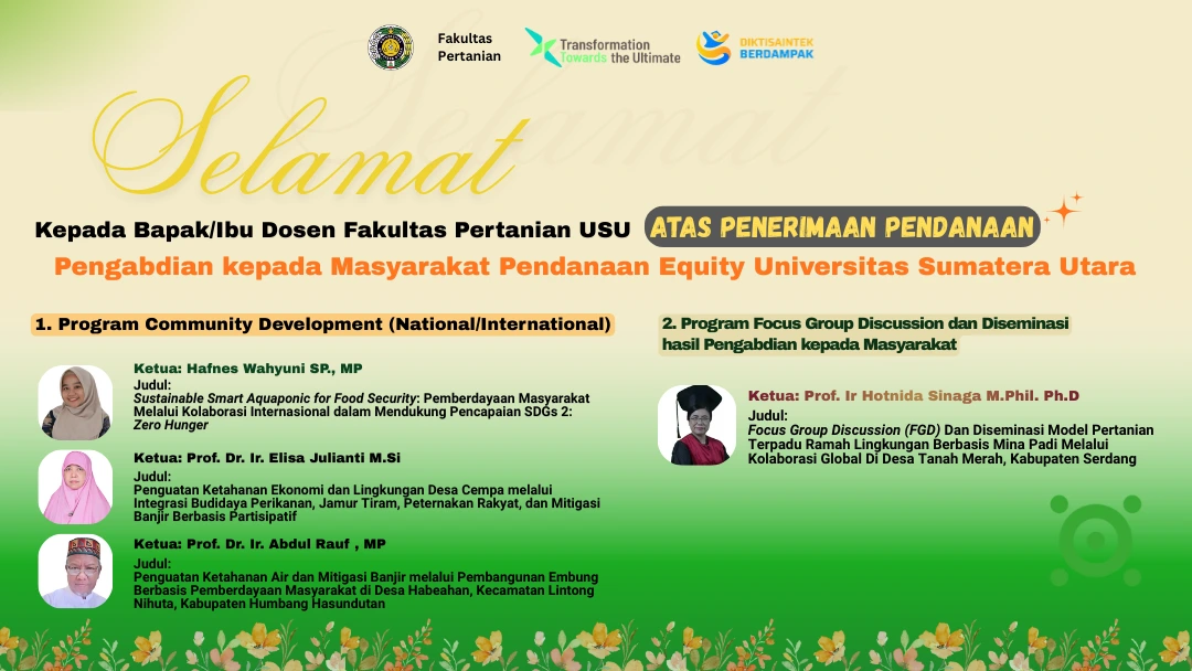 Dosen Fakultas Pertanian Usu Raih Pendanaan Equity Program Pengabdian ...