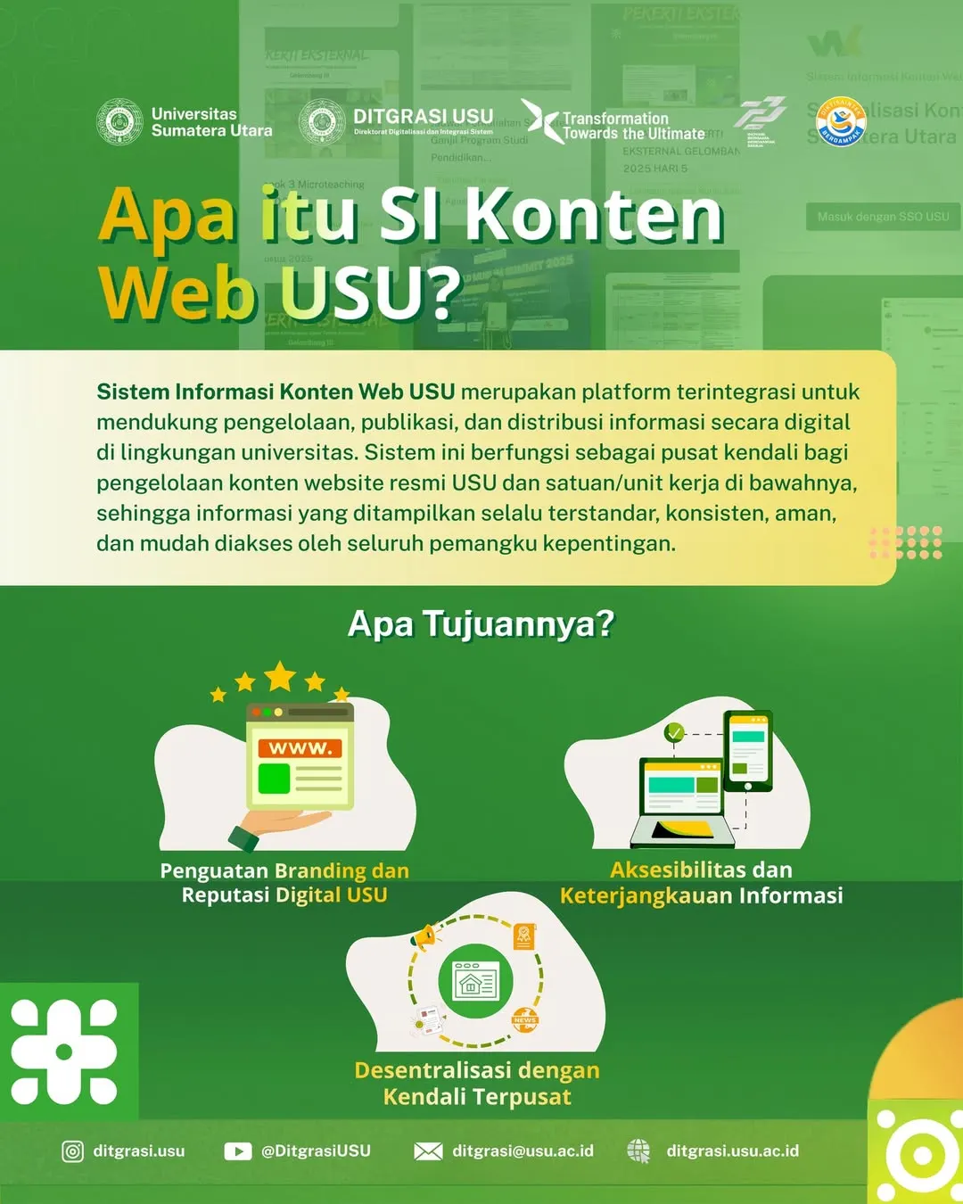 Ditgrasi USU Resmikan SI Konten Web Sebagai Pusat Kendali Informasi Terpusat