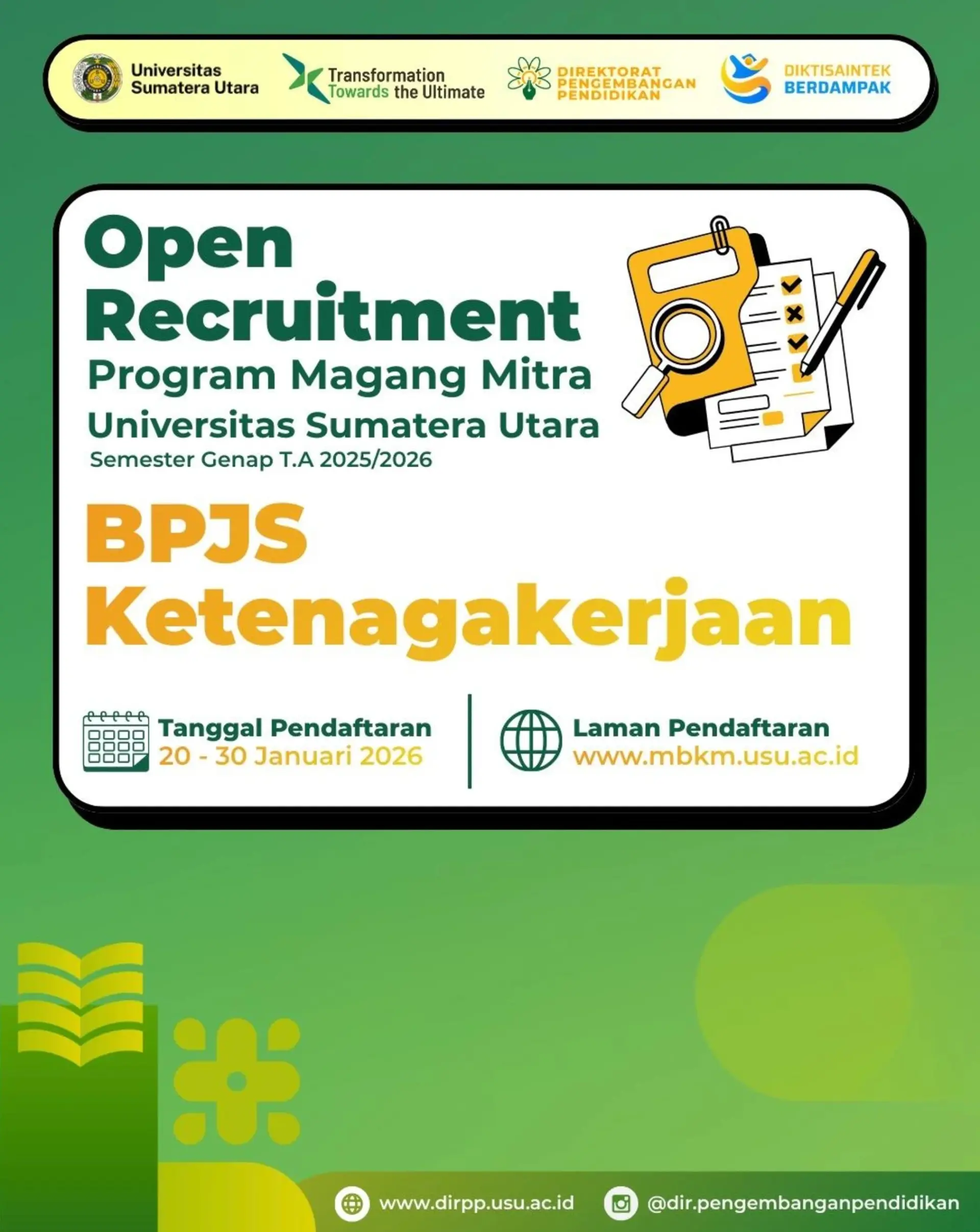 Pembukaan Program Magang Berdampak Semester Genap T.A. 2025/2026 pada BPJS Ketenagakerjaan