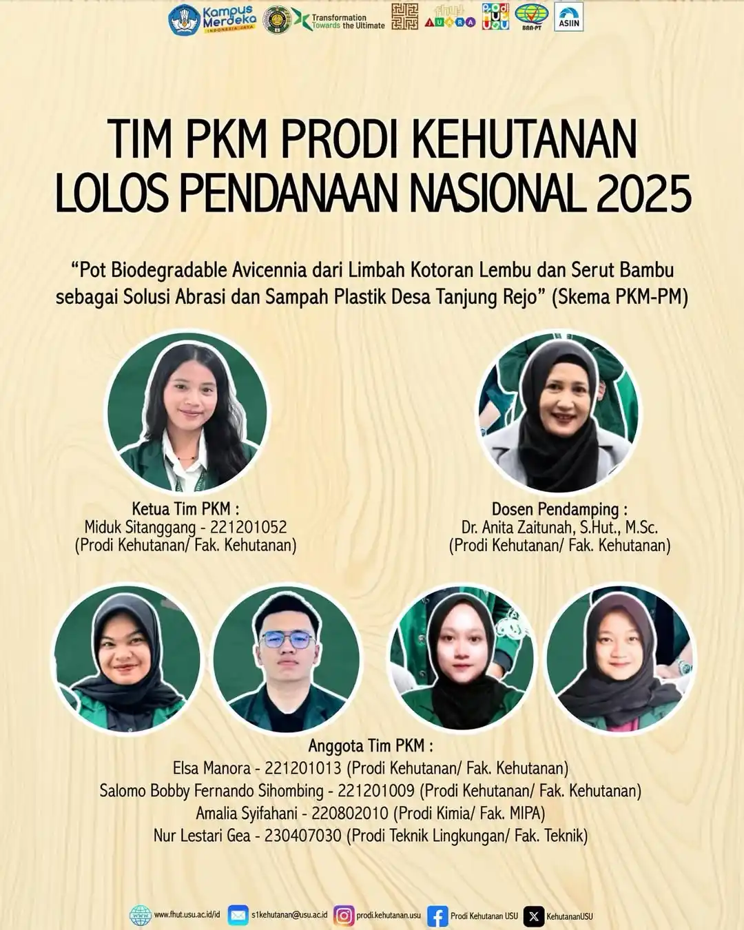Tim Pkm Prodi Kehutanan Usu Lolos Pendanaan Nasional Tahun 2025 ...