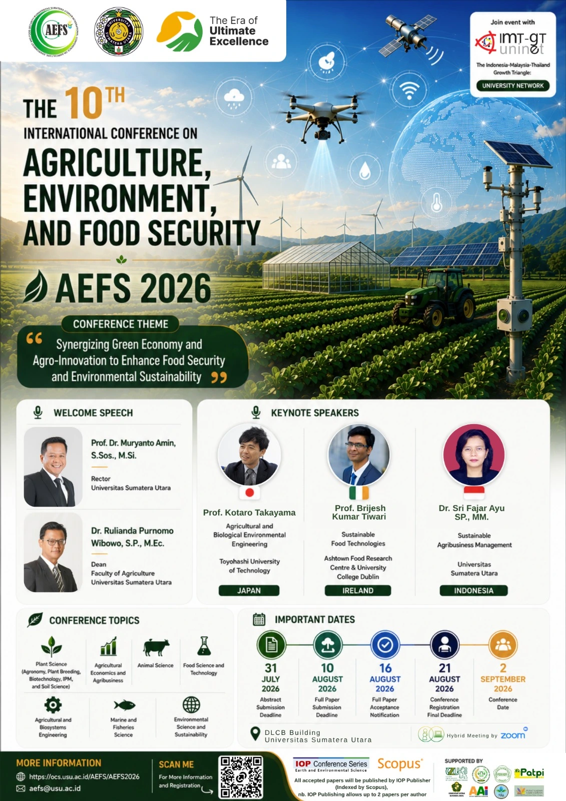 Call for Papers: 10th International Conference on Agriculture, Environment, and Food Security (AEFS 2026)