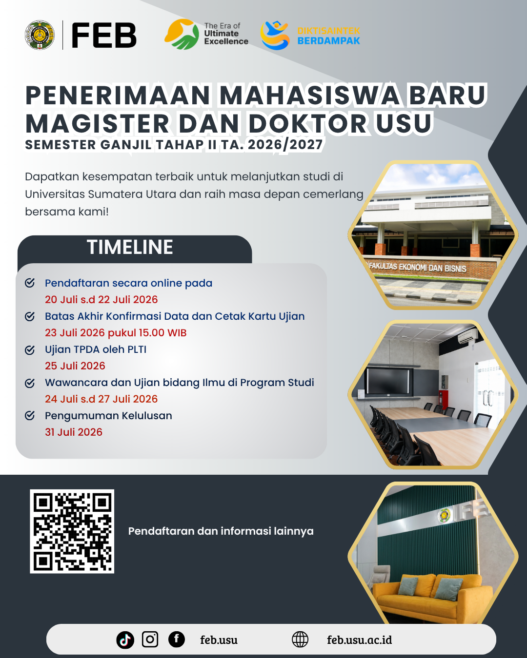 FEB USU Buka Pendaftaran Mahasiswa Baru Program Magister dan Doktor Semester Ganjil TA 2026/2027 Tahap II