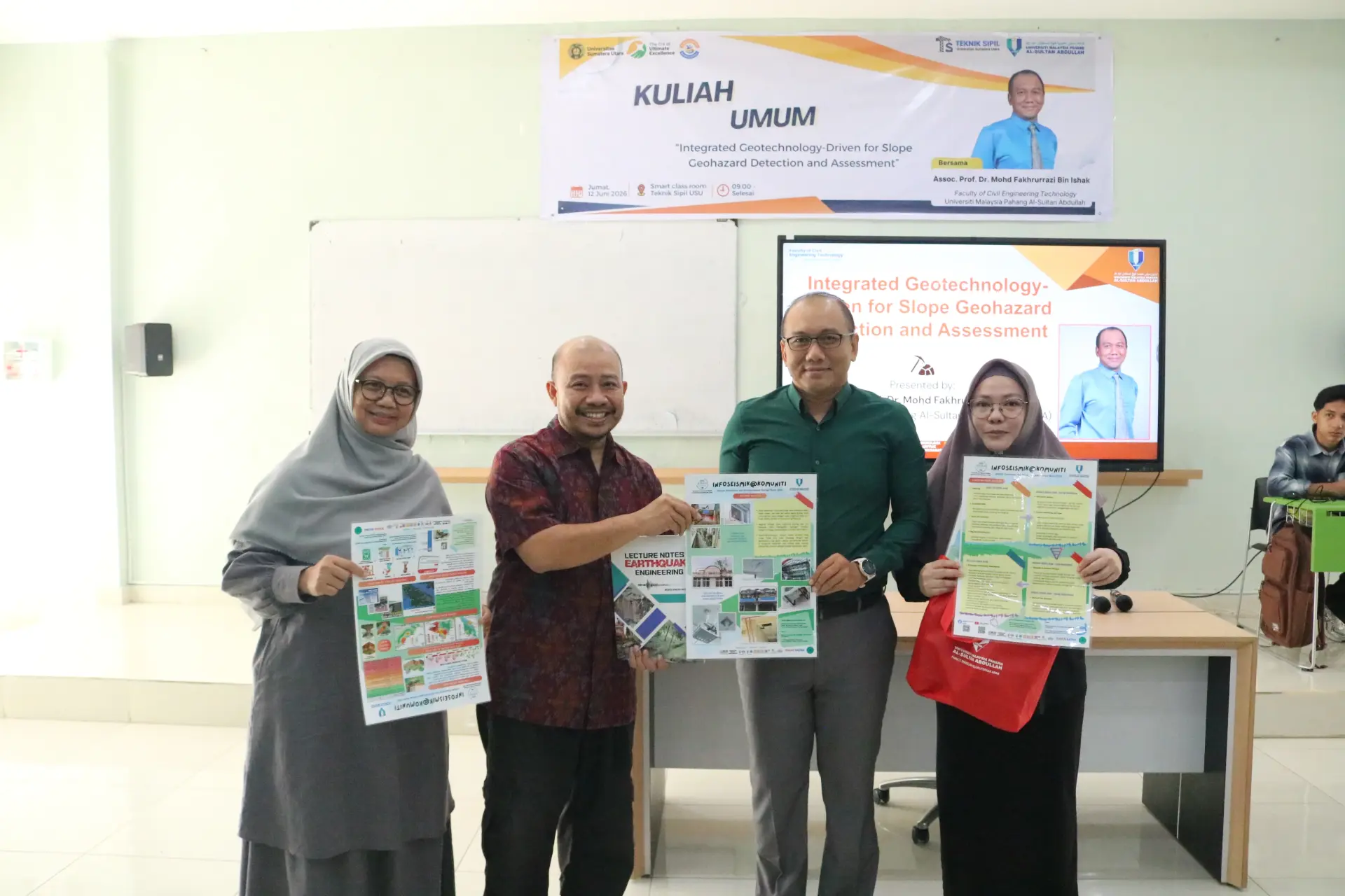 Teknik Sipil FT USU Hadirkan Pakar UMPSA Bahas Geoteknologi untuk Mitigasi Bahaya Lereng