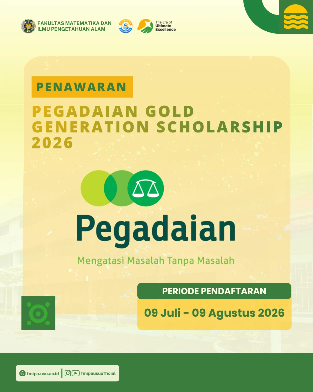 Pendaftaran Beasiswa Pegadaian Gold Generation Scholarship 2026 Resmi Dibuka