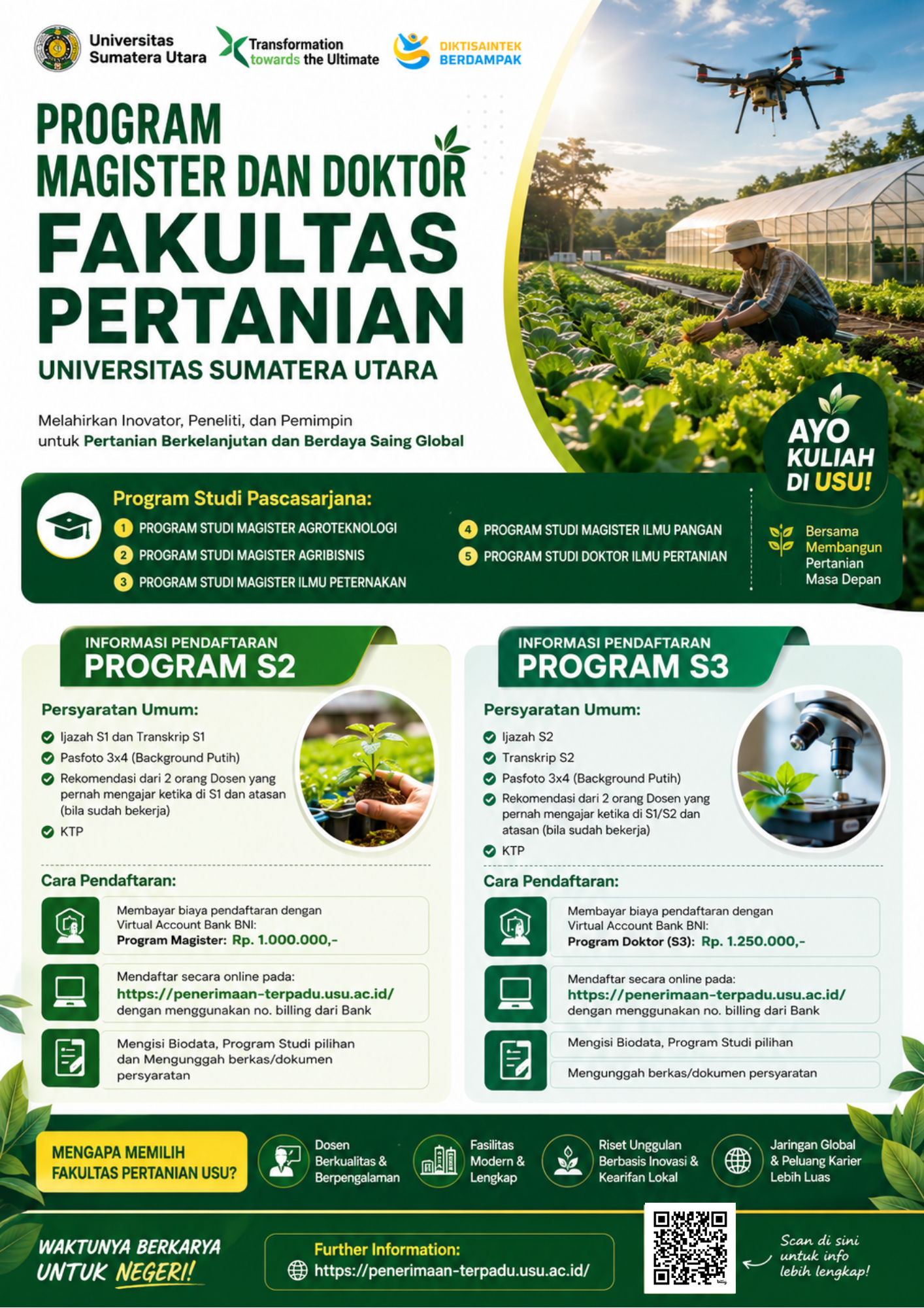 Admissions Open for Master’s and Doctoral Programs at the Faculty of Agriculture, Universitas Sumatera Utara