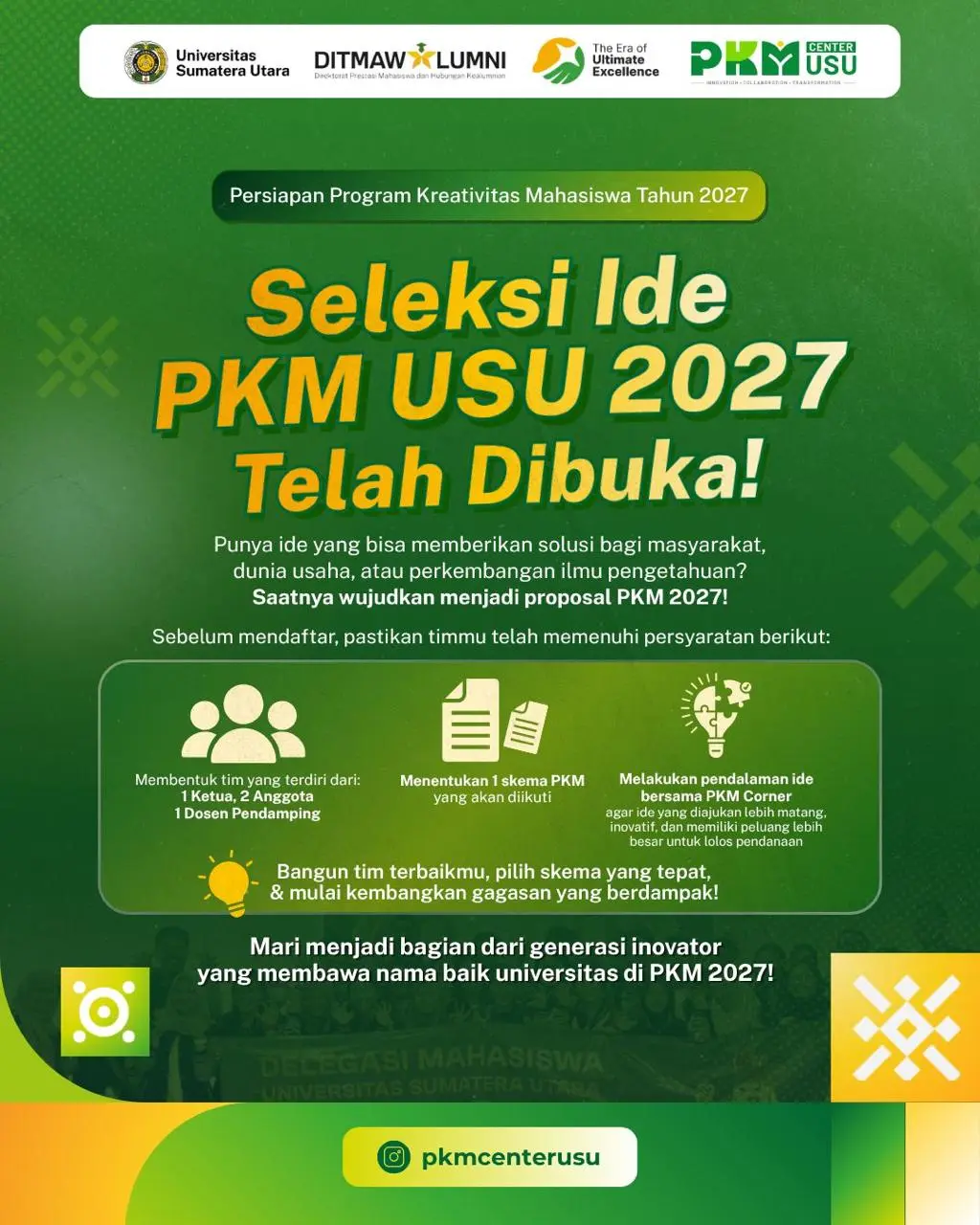 Seleksi Ide Program Kreativitas Mahasiswa (pkm) Usu Tahun 2027 Resmi ...