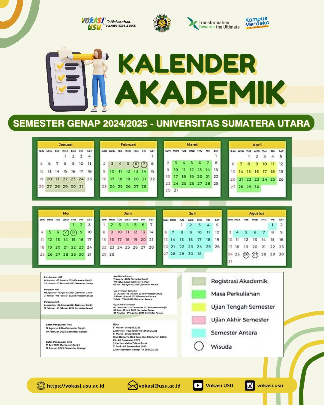 Academic Calendar for Even Semester 2024/2025