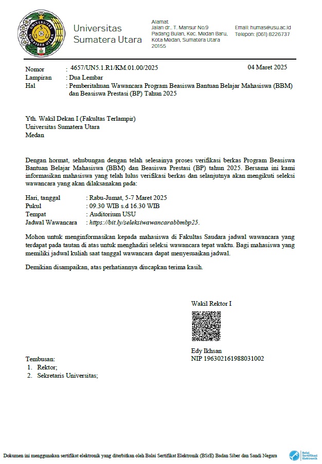 Interview Invitations for Student Learning Assistance Scholarship Program (BBM) and Achievement Scholarship (BP) Year 2025