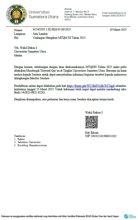 Musabaqah Tilawatil Qur’an at the Universitas Sumatera Utara in 2025
