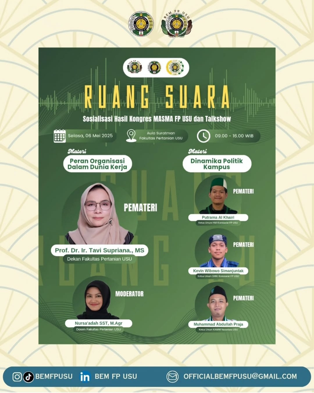 Voice Room: Socialization of Congress Results of the USU Faculty of Agriculture Student Society (MASMA) and Talkshow