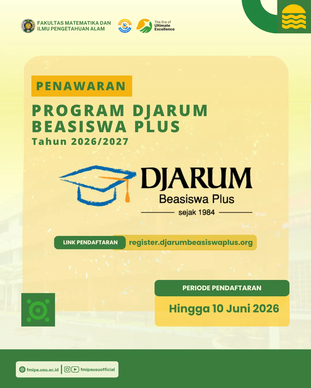 Pendaftaran Program Djarum Beasiswa Plus Tahun 2026/2027 Telah Dibuka