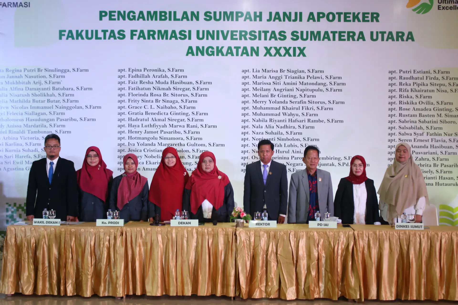 Pengambilan Sumpah/Janji Apoteker PSPPA Angkatan XXXIX Fakultas Farmasi USU