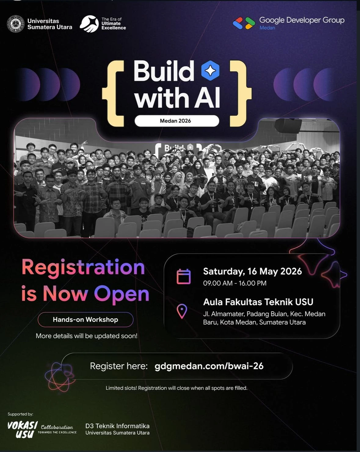 Build with AI Medan 2026 Hadir di USU, Pendaftaran Peserta Resmi Dibuka