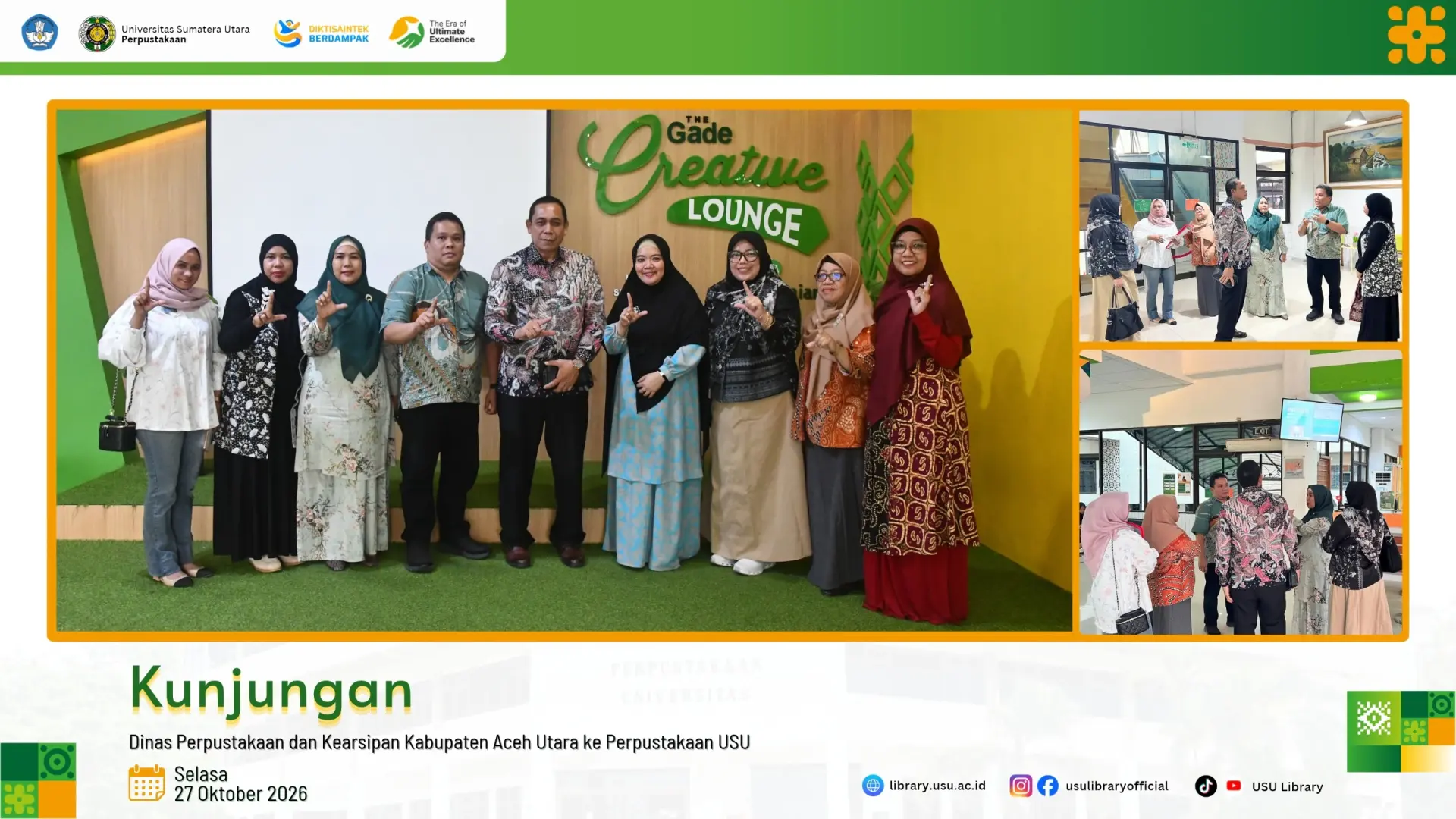 Perpustakaan USU Terima Kunjungan Dinas Perpustakaan dan Kearsipan Kabupaten Aceh Utara dalam Kegiatan Benchmarking to Best Practice