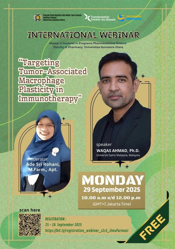 International Webinar of the USU Master’s & Doctoral Program in Pharmaceutical Science: Targeting Tumor-Associated Macrophage Plasticity in Immunotherapy