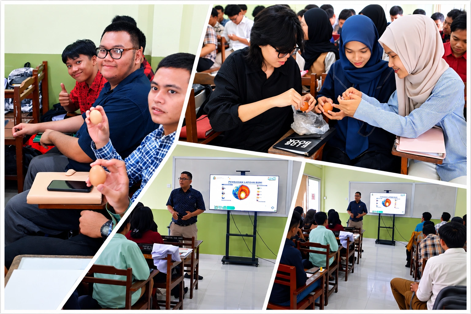 Pembelajaran Interaktif Geologi Dasar di Prodi Teknik Pertambangan FT USU : Telur Rebus Jadi Model Struktur Bumi