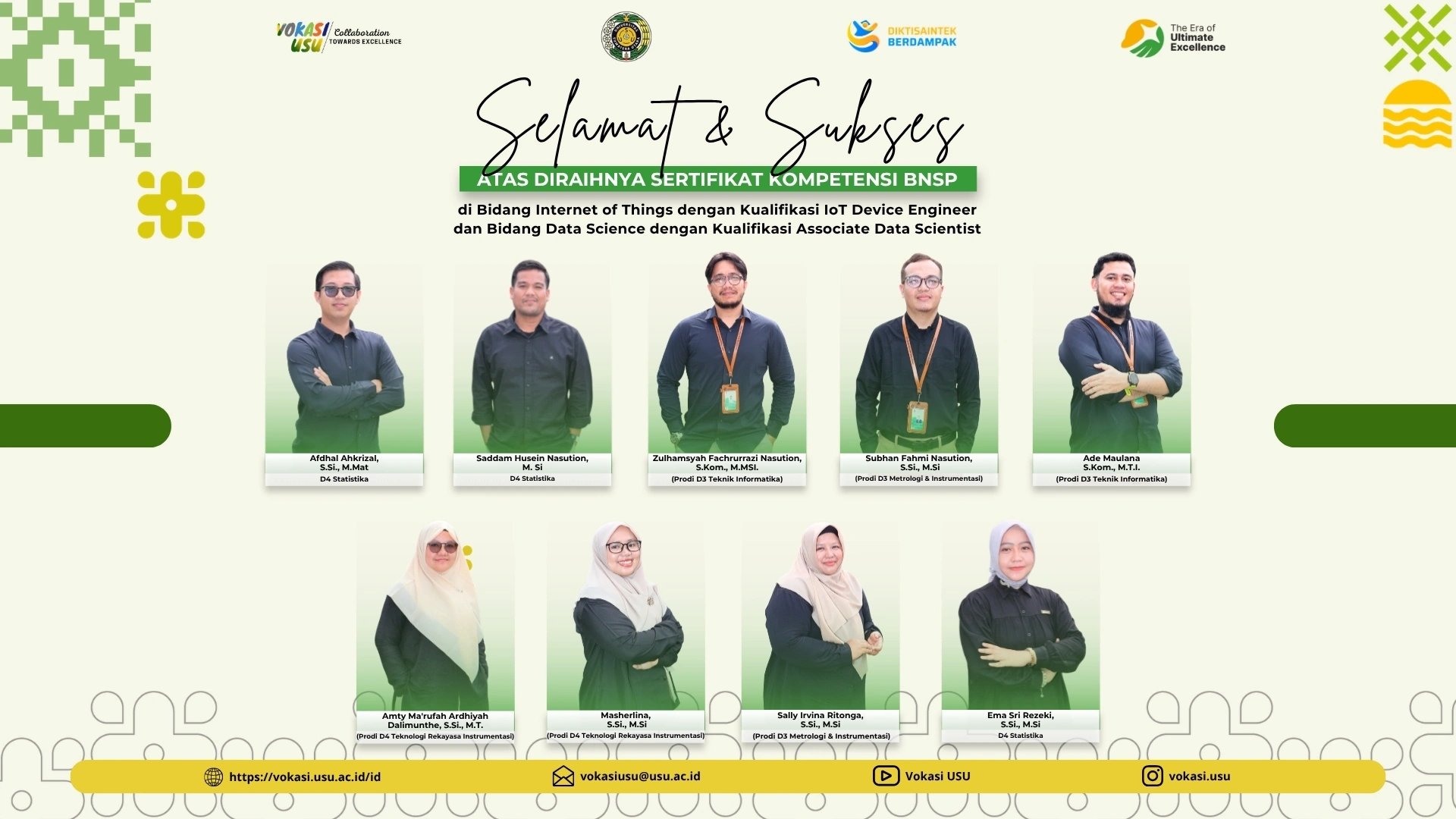 Faculty of Vocational Education USU Lecturers Obtain BNSP Competency Certificates in Data Science and Internet of Things