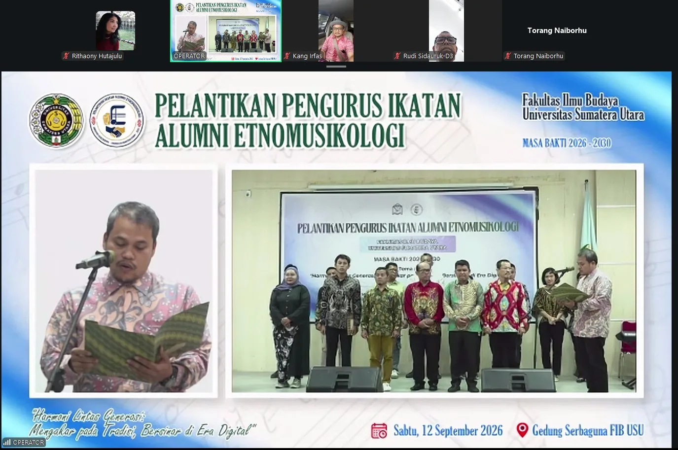 Inauguration of the IKA Ethnomusicology FIB USU Board for the 2026–2030 Term Strengthens Alumni Engagement and Collaboration