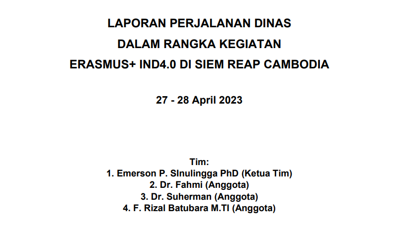 laporan Kegiatan Erasmus+ Industry 4.0 USU di Siem Reap, Kambodja