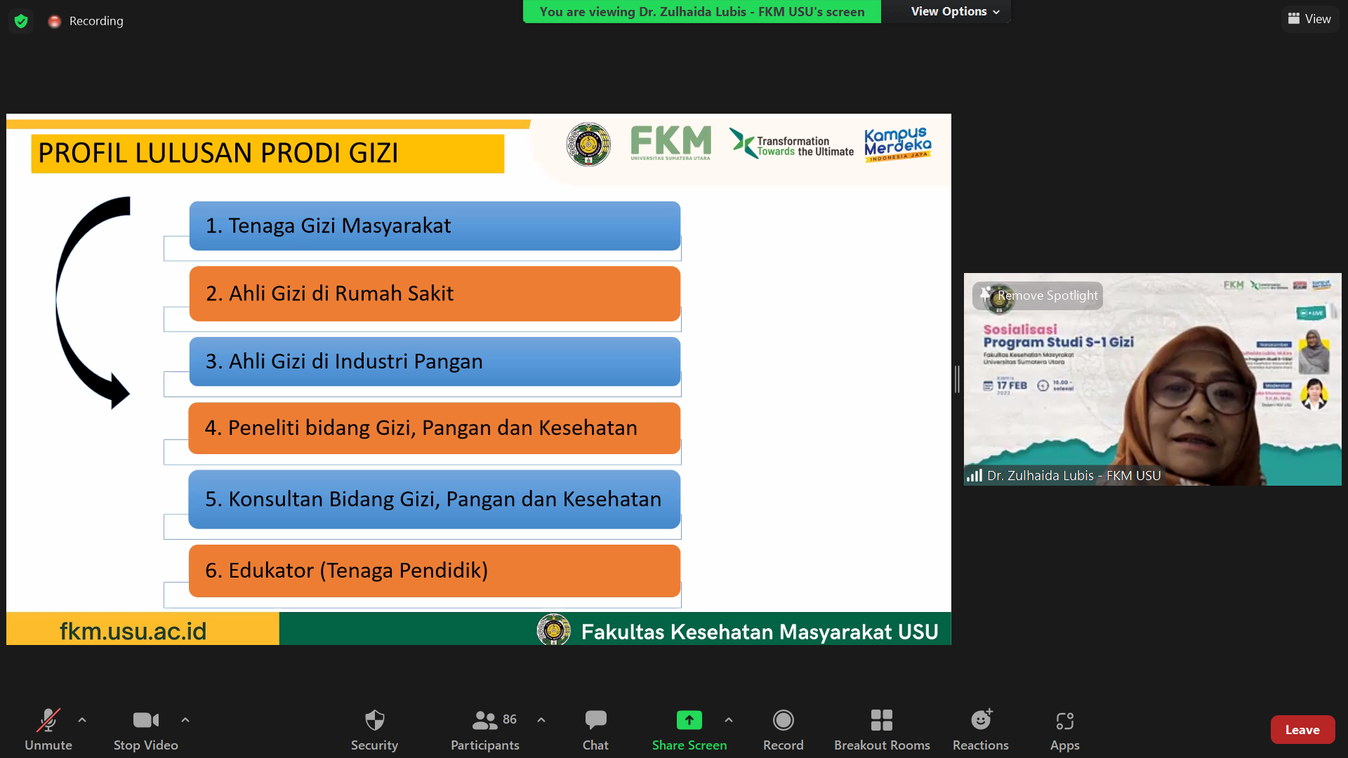 Socialization of the Undergraduate Program in Nutrition of FKM USU